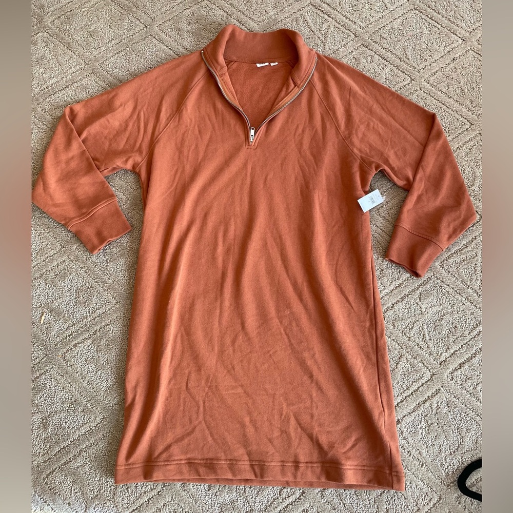 Gap Women’s Quarter Zip Pullover Long Size Small NWT Copper/rust/burnt Orange